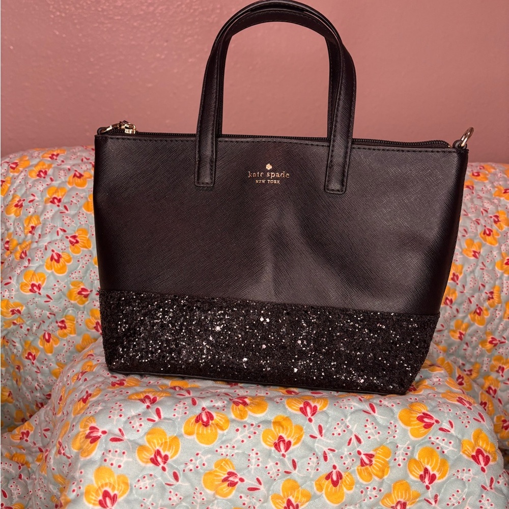 Kate Spade Black Glitter Tote Bag